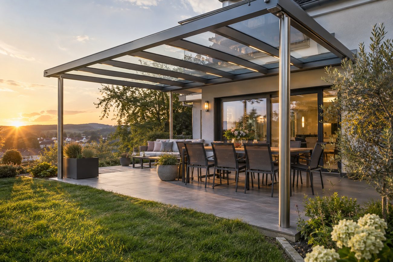 Terrassenüberdachung aus Aluminium und Glas